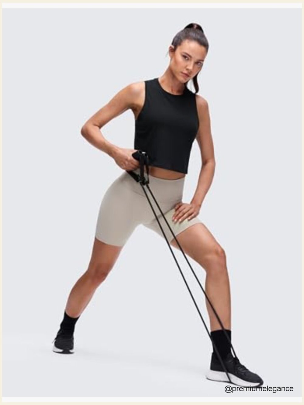 Crop Crewneck Tank Top - Soft Pima Cotton Sleeveless Workout Shirt - Picture 3 of 4